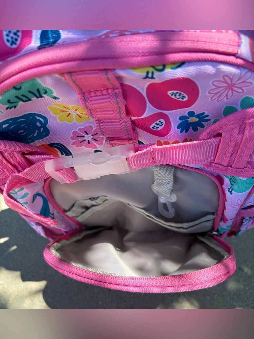 New Pottery Barn Pink Peacock Floral Small Backpack